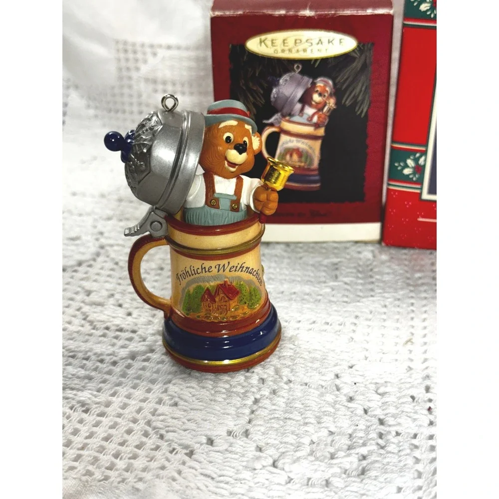 Vintage Hallmark Enesco Ornament Lot Bear Mouse Beer Stein German Theme